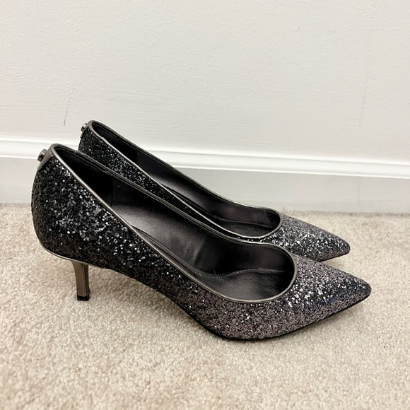 Michael Kors Gun Metal Sparkle Flex Kitten Pump - Picture 3 of 5
